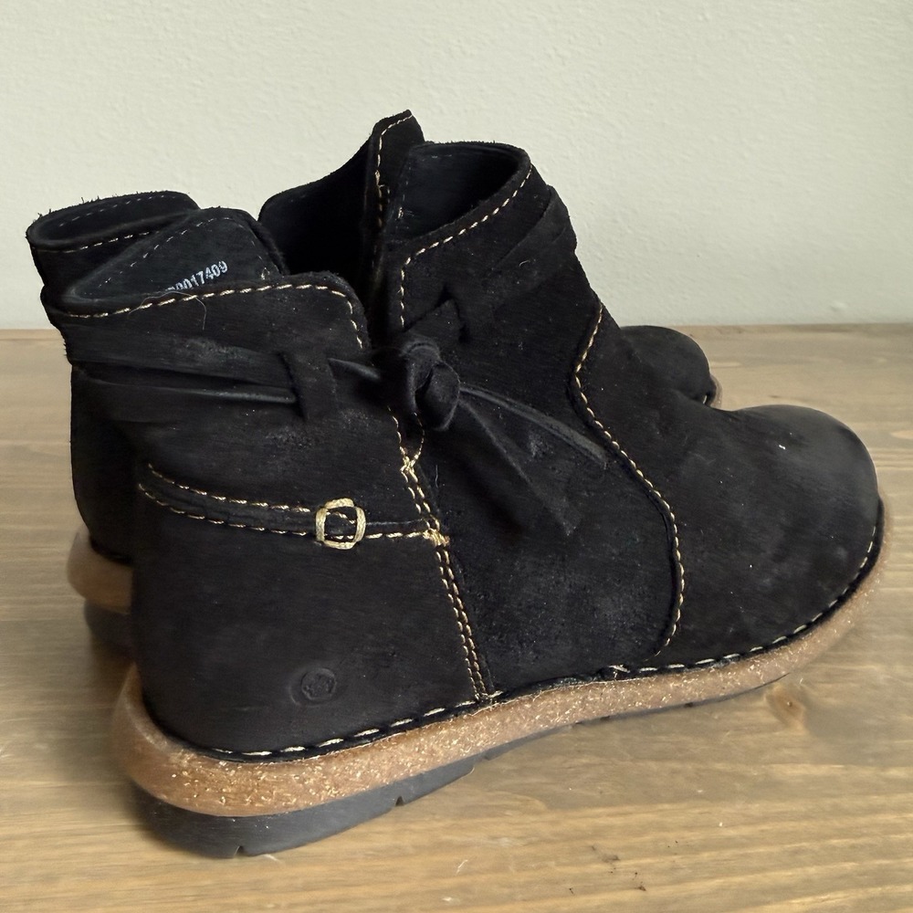 Born‎ Womens 8/39 Black Leather Tarkiln Round Toe Ankle Booties Comfort Shoes - Picture 4 of 8